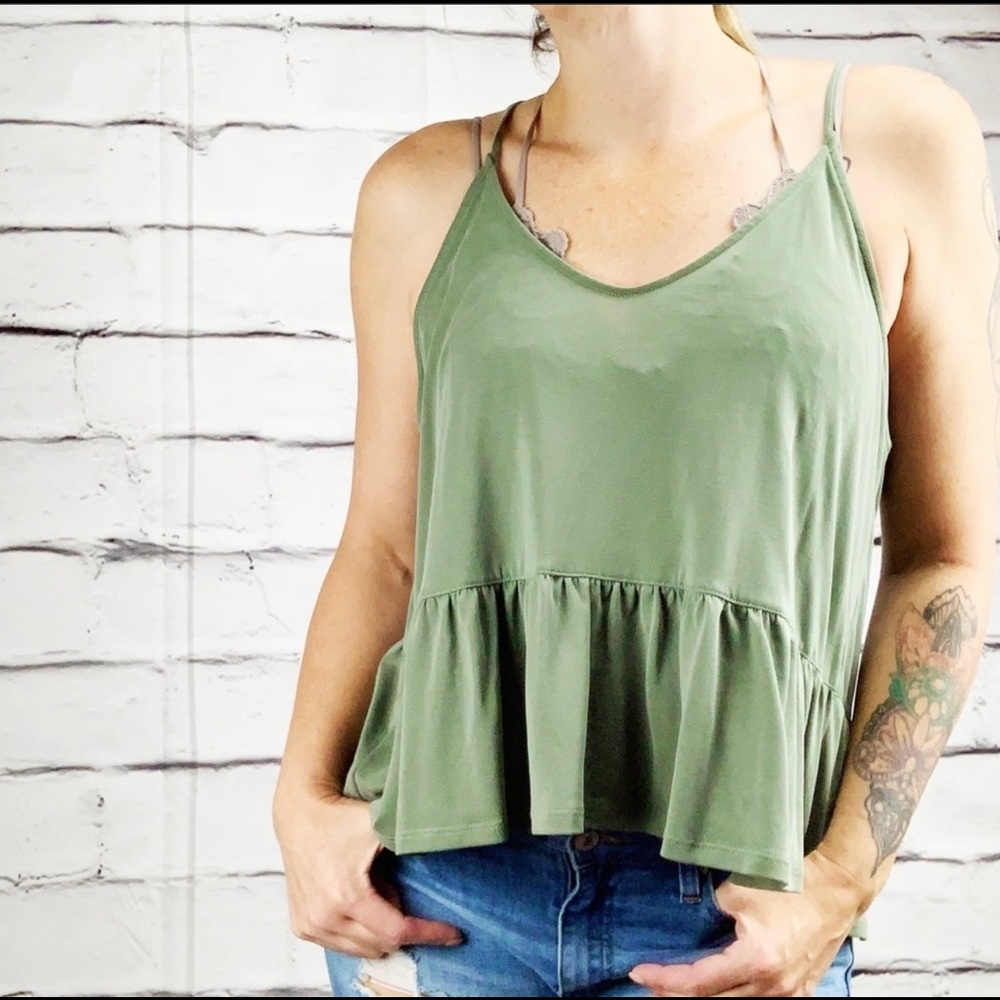 AMERICAN EAGLE soft and sexy babydoll tank top hunter green small